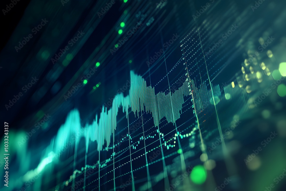 Digital background featuring a stock market graph with blue and green lines on a dark backdrop, representing financial growth or business data Digital background featuring a stock market graph with blue and green lines on a dark backdrop, representing financial growth or business data