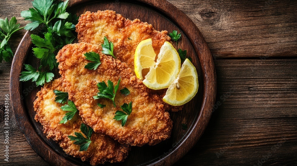 Delicious Cotoletta alla Milanese Served with Lemon