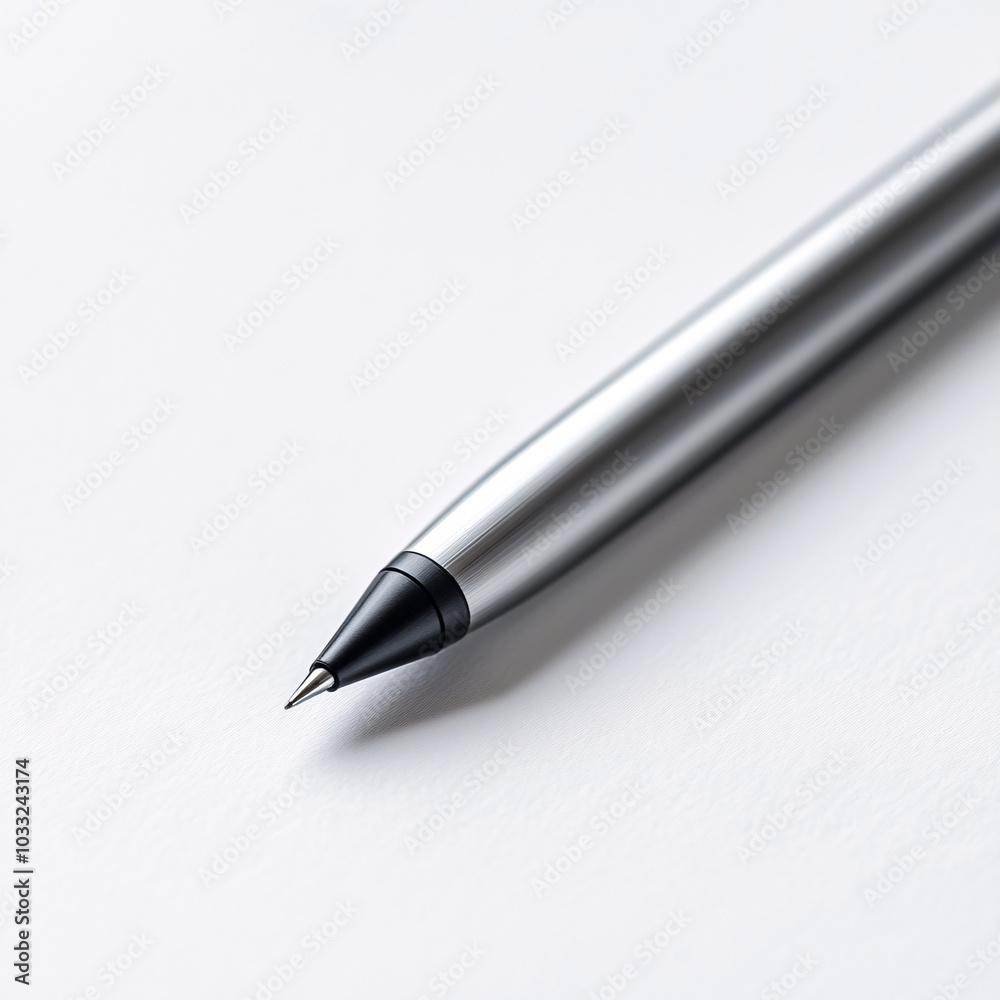 silver mechanical pencil on a white background close up silver mechanical pencil on a white background close up