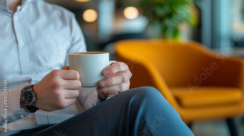 Man Enjoying Coffee Break in a Cafe