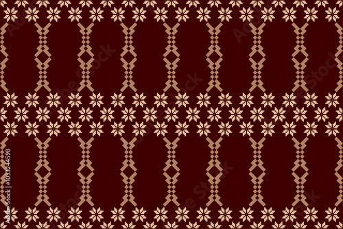 Geometric and cross stitch traditional ethnic pattern.floral pixel art embroidery. Elegance background abstract Aztec seamless pattern for fabric,cloth,dress,carpet,curtain,sarong,batik,wallpaper.