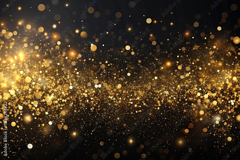 Fototapeta premium Abstract black and gold particle background with a unique perspective.