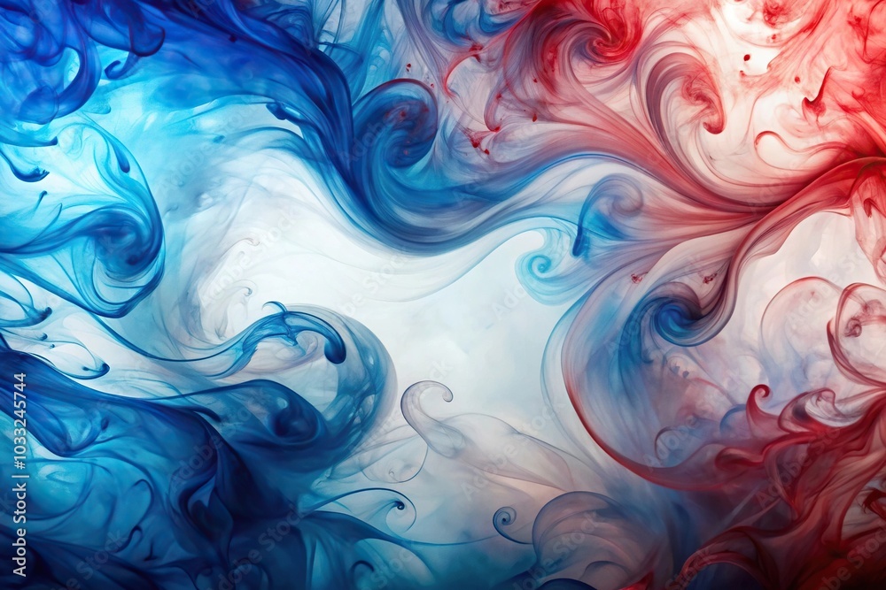 Abstract background with blue, white, and red ink swirls Panoramic Abstract background with blue, white, and red ink swirls Panoramic