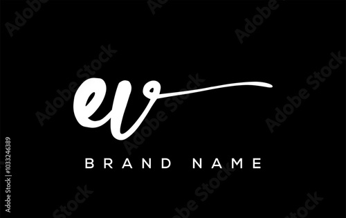 EV letter beauty handwriting vector logo.