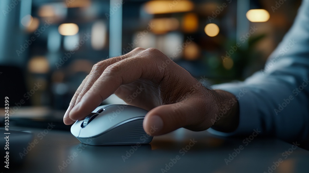 Close-up of a Hand Clicking a Computer Mouse Close-up of a Hand Clicking a Computer Mouse