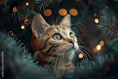 Cozy Winter Night: Cats and Dogs in Scarves Under Neon Christmas Lights