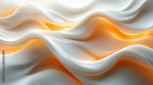Wallpaper Mural Abstract waves of white and orange fabric create a smooth, flowing texture. Torontodigital.ca