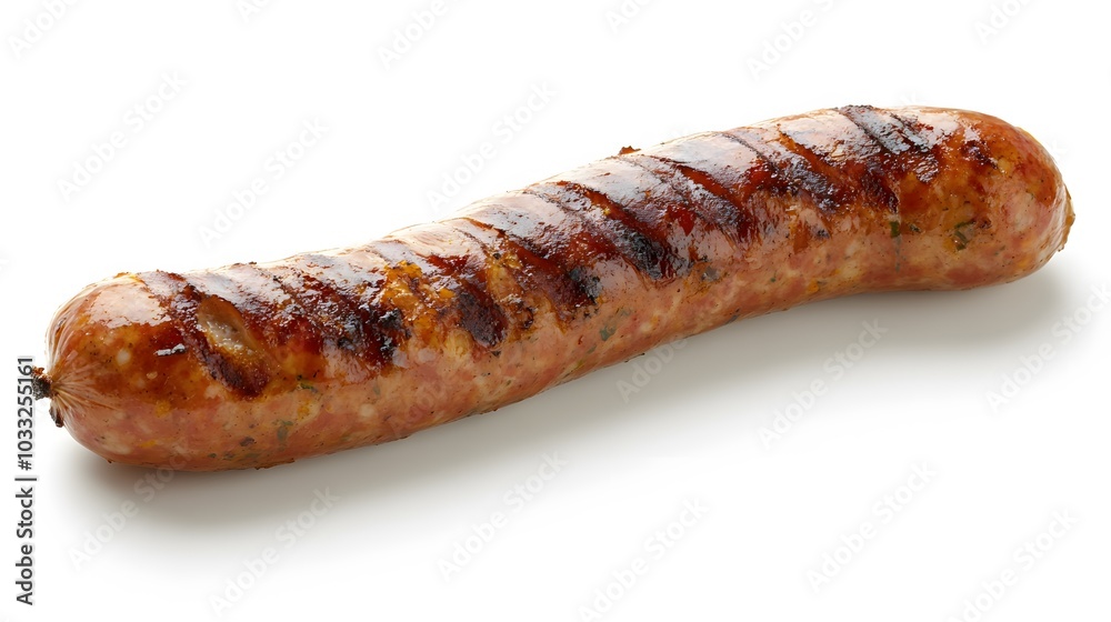 grilled sausage on white background. grilled sausage on white background.