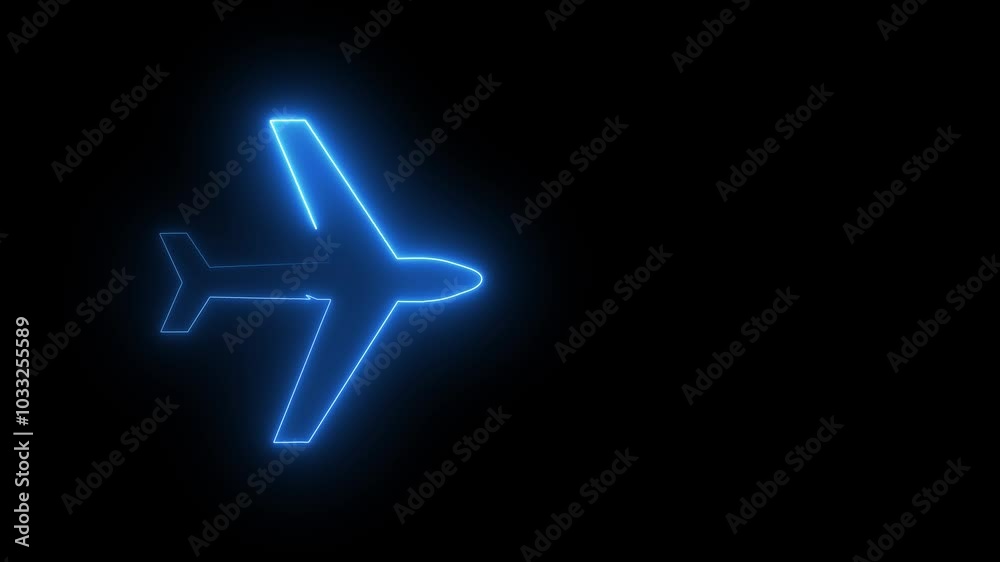 Airplane icon animation flying on sky Animation of seamless loop Airplane route.  the plane passed Trip around the world. Looped video Linear symbol background with alpha channel. 