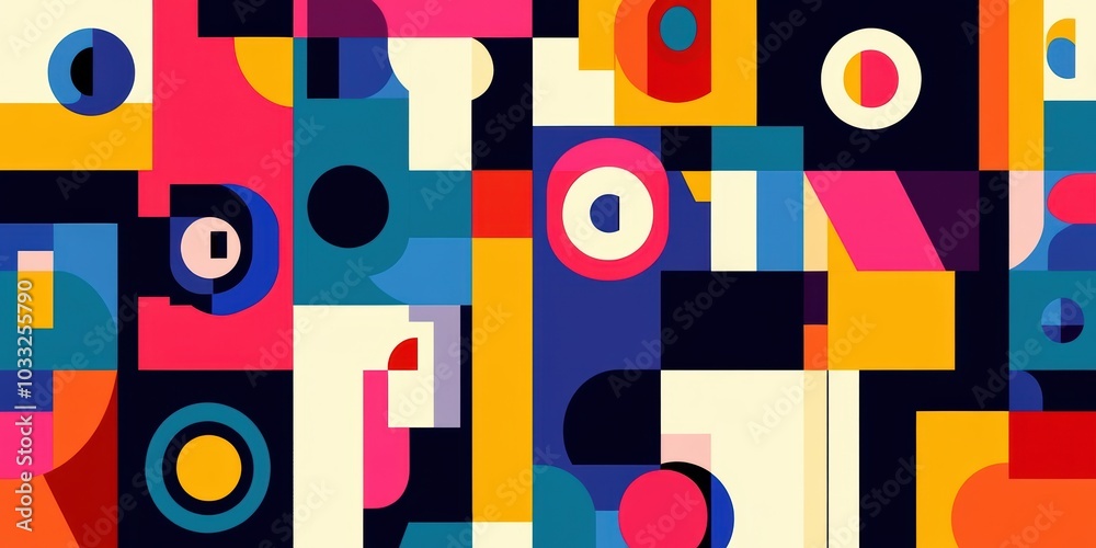 Abstract geometric pattern with bright colors.