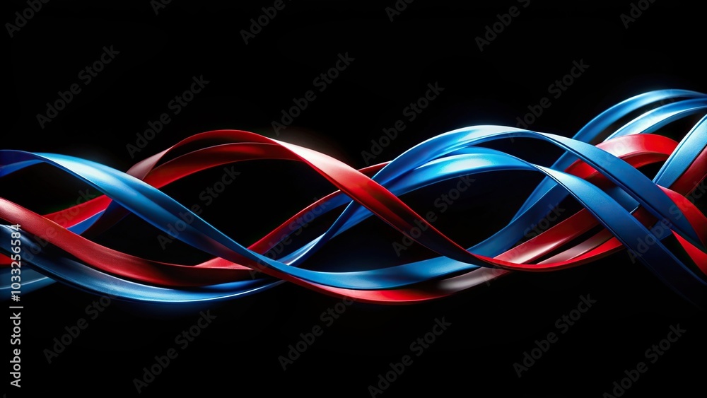 Abstract Blue Orange Red Ribbons Black Background Leading Lines