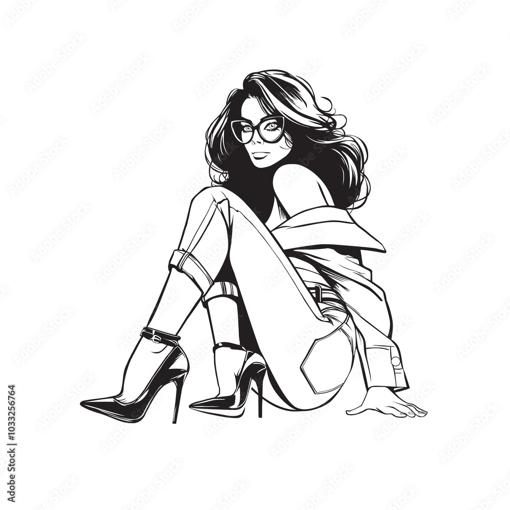 Woman Sitting Outline Drawing Woman Sitting Outline Drawing
