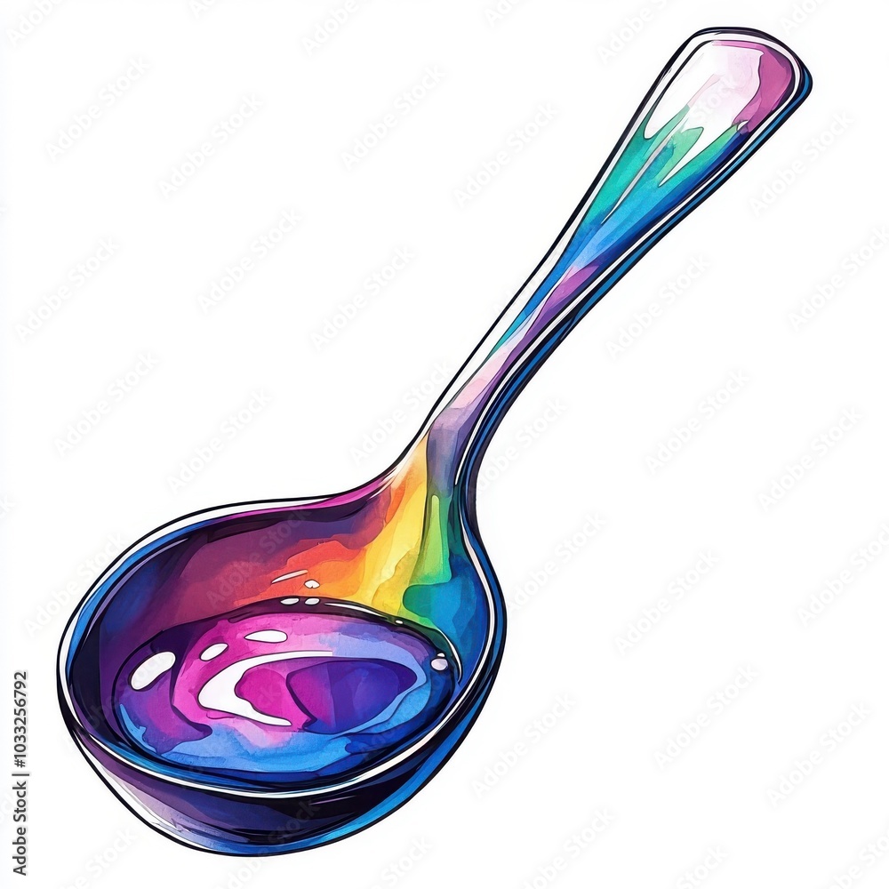 Watercolor style ladle, isolated on a white background. Watercolor style ladle, isolated on a white background.