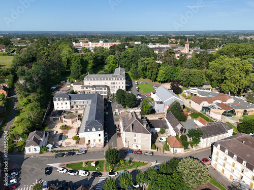 Aerial view of the town of Bourbon-Lancy in Burgundy, France