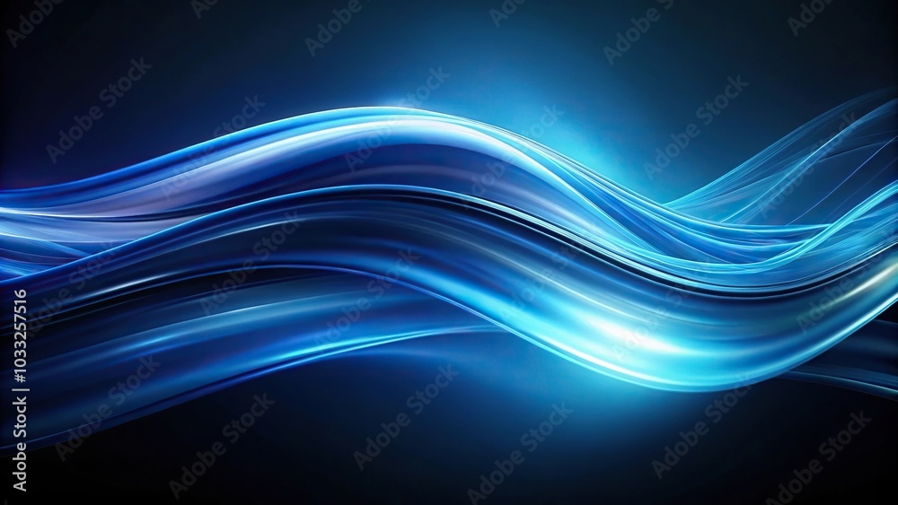 Fototapeta premium Abstract blue waves reflecting in the dark