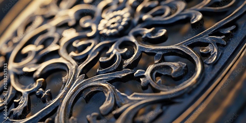 Ornate metalwork with a floral design. Ornate metalwork with a floral design.