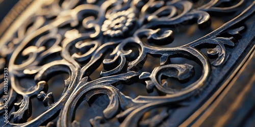 Ornate metalwork with a floral design.