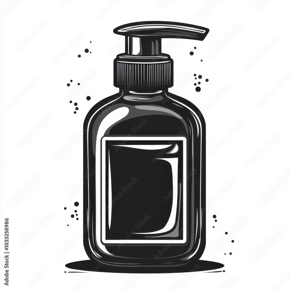 Minimal line art style pump bottle, isolated on white background. Minimal line art style pump bottle, isolated on white background.