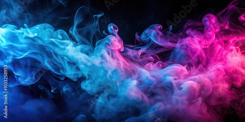 abstract blue and pink smoke background in electric neon style with depth of field