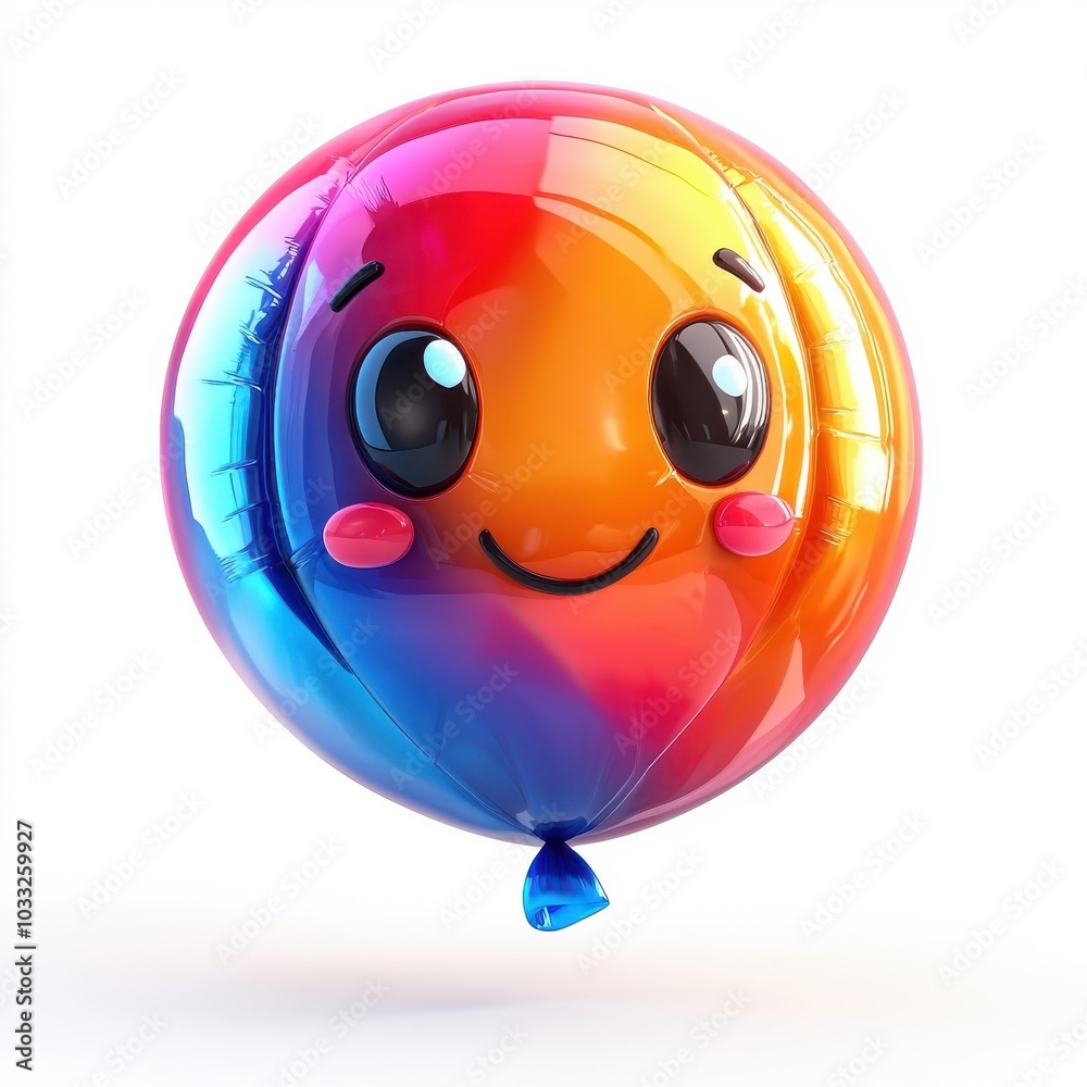 3D cartoon balloon character, isolated on a white background.
