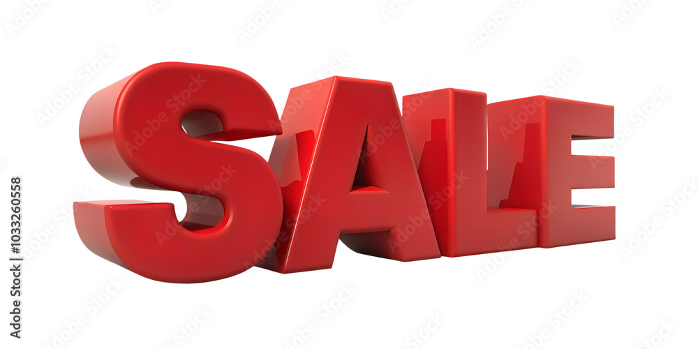 Cut out 3D render red color sale inscription isolated on white transparent background. Cut out 3D render red color sale inscription isolated on white transparent background.