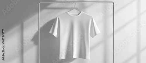 White T-shirt on display, isolated background photo