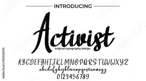 Activist Font Stylish brush painted an uppercase vector letters, alphabet, typeface