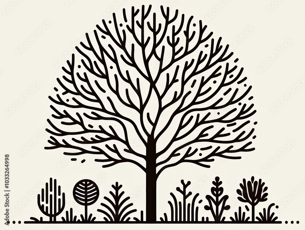 Naklejka premium 庭と木の素材