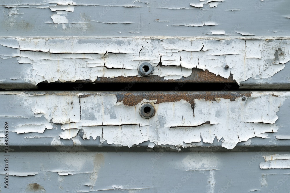 Close up of an old weathered mail slot. The faded paint and rough texture tell a story of time passing. A sense of nostalgia and history is present. Generative AI Close up of an old weathered mail slot. The faded paint and rough texture tell a story of time passing. A sense of nostalgia and history is present. Generative AI