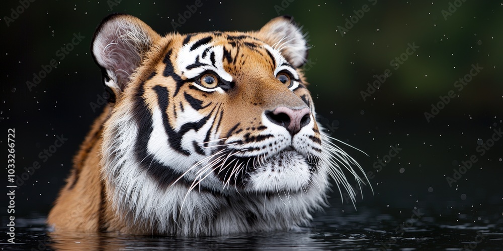 Fototapeta premium Majestic Tiger Portrait in Water with Cinematic Lighting
