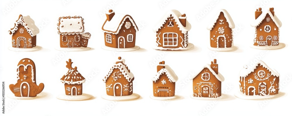 Obraz premium Christmas gingerbread house in snow town,Cookie and candy house with christmas tree,holiday greeting season,gift for Christmas day,Merry Christmas,happy new year concept,copy space.