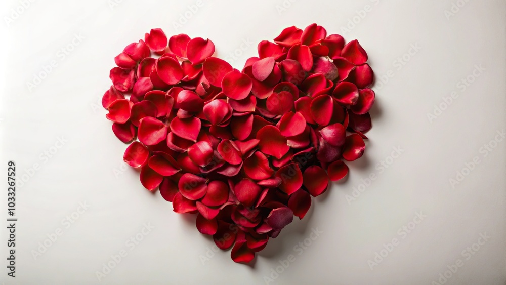 Passionate red heart of rose petals on light backdrop Silhouette Passionate red heart of rose petals on light backdrop Silhouette