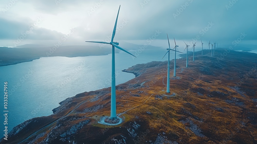 Naklejka premium The wind farm contributes to Dublin's renewable energy goals, reducing carbon emissions.