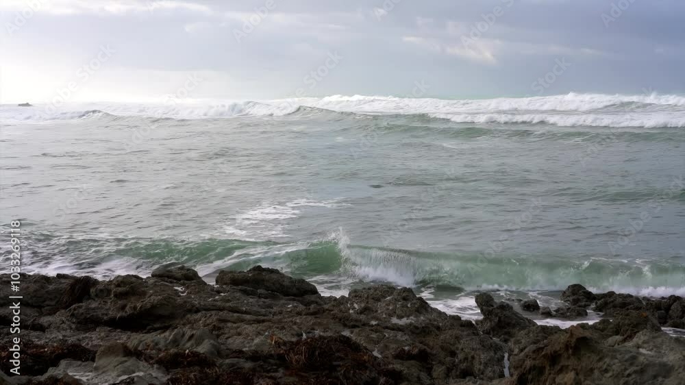 Waves Hitting the Beach - Dynamic Coastal Seascape Waves Hitting the Beach - Dynamic Coastal Seascape
