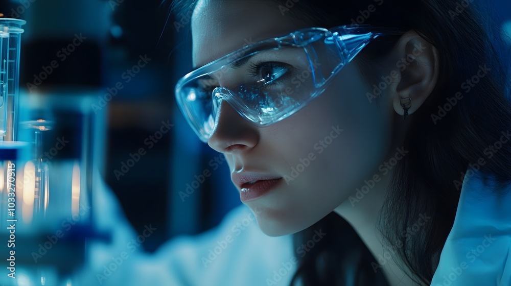 A Female Scientist Concentrating on Laboratory Equipment A Female Scientist Concentrating on Laboratory Equipment