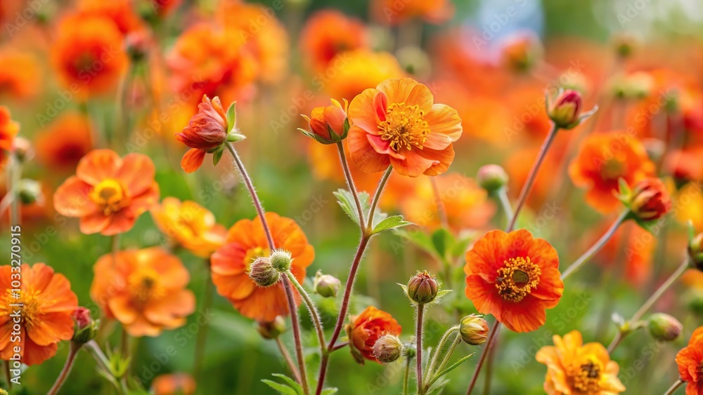 Perennial plants with orange and red flowers silhouette Perennial plants with orange and red flowers silhouette