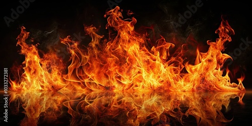 Fiery Spectacle A Wall of Flames Dancing in the Dark, Reflecting a World of Heat and Passion