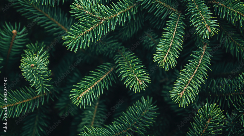 Fir tree branches on a green background Fir tree branches on a green background