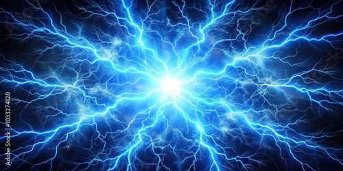 blue lightning explosion abstract background close-up
