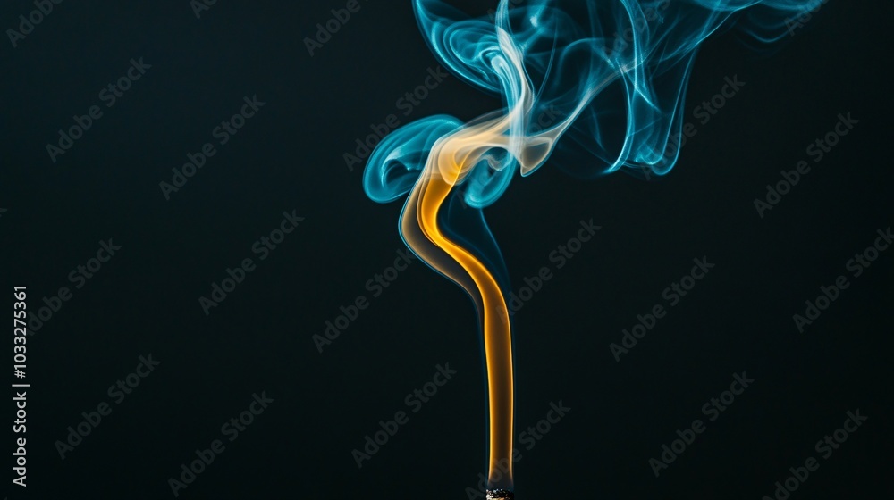 Swirling in the air, abstract smoke takes on vibrant colors, set against a solid black background that enhances Swirling in the air, abstract smoke takes on vibrant colors, set against a solid black background that enhances