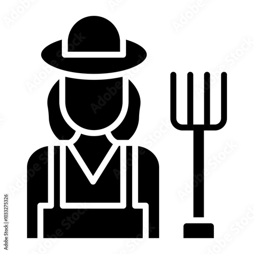 Woman Farmer Vector Icon Style