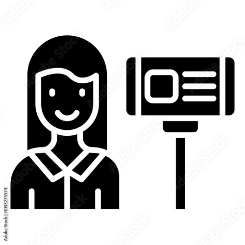 Female Vlogger Vector Icon Style