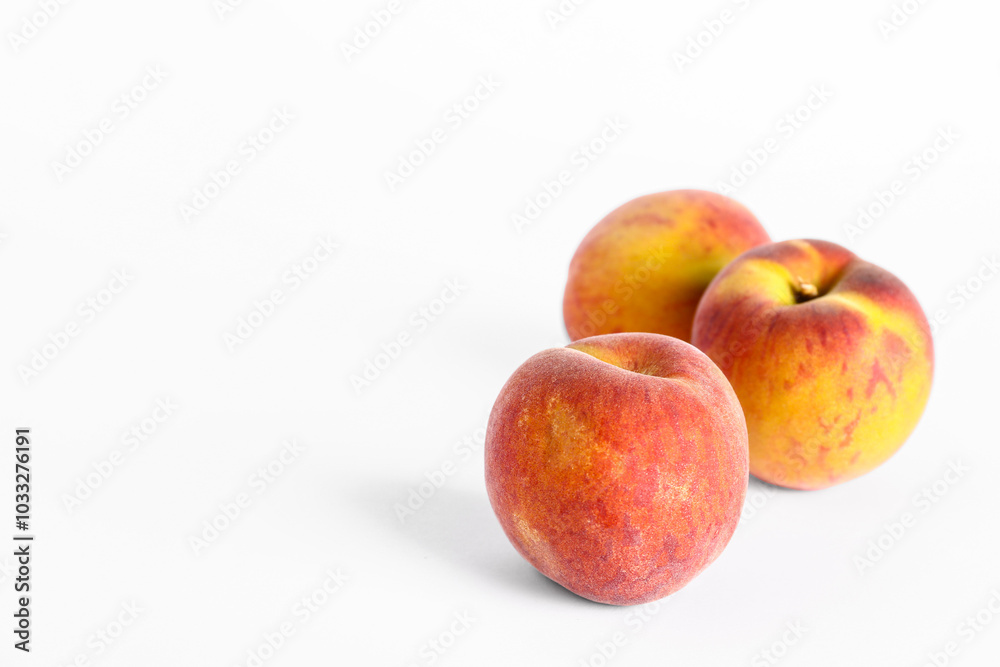 Sweet peaches on white background Sweet peaches on white background