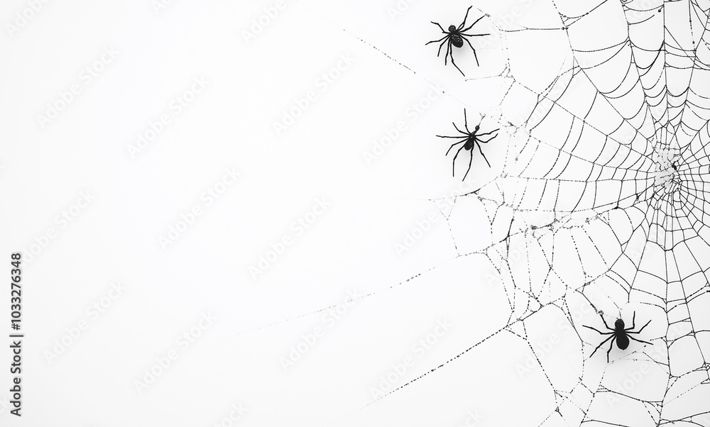 Obraz premium Intricate Spider Web on White Background 