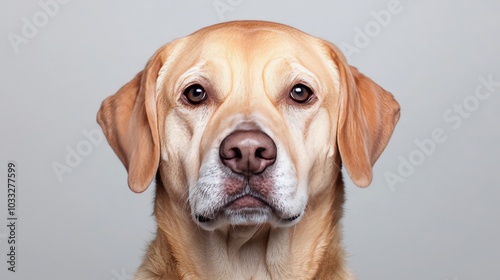 Closeup Portrait of a Golden Retriever Dog with Inquisitive Eyes