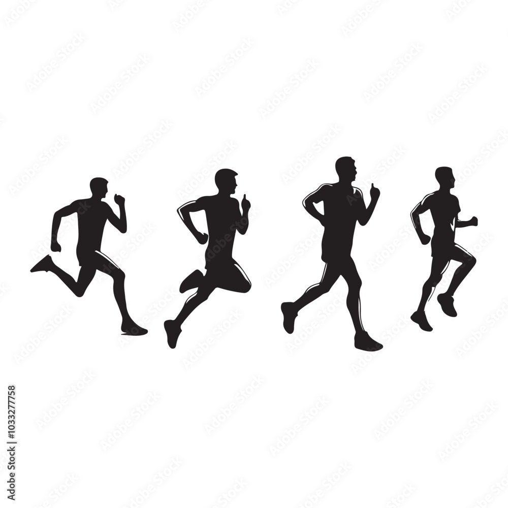 marathon run vector silhouette , side view of vector runner silhouette marathon run vector silhouette , side view of vector runner silhouette