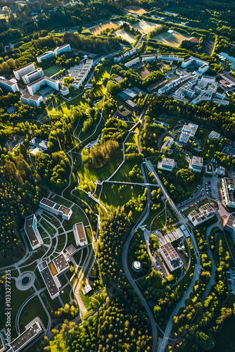 Aerial View of the Campus of Jyväskylä University Nestled Amongst Green Landscapes