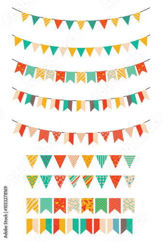 Celebration flag, Happy birthday garland flags decoration vector