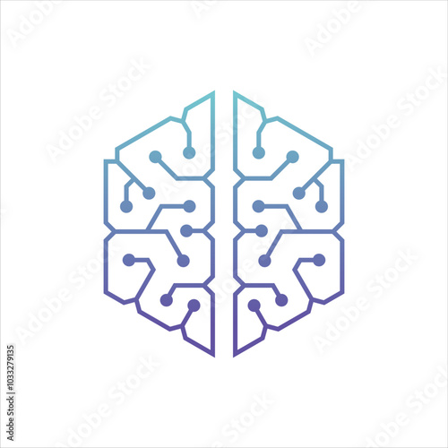 Brain Geometric Icon Vector with Design Logo Technology