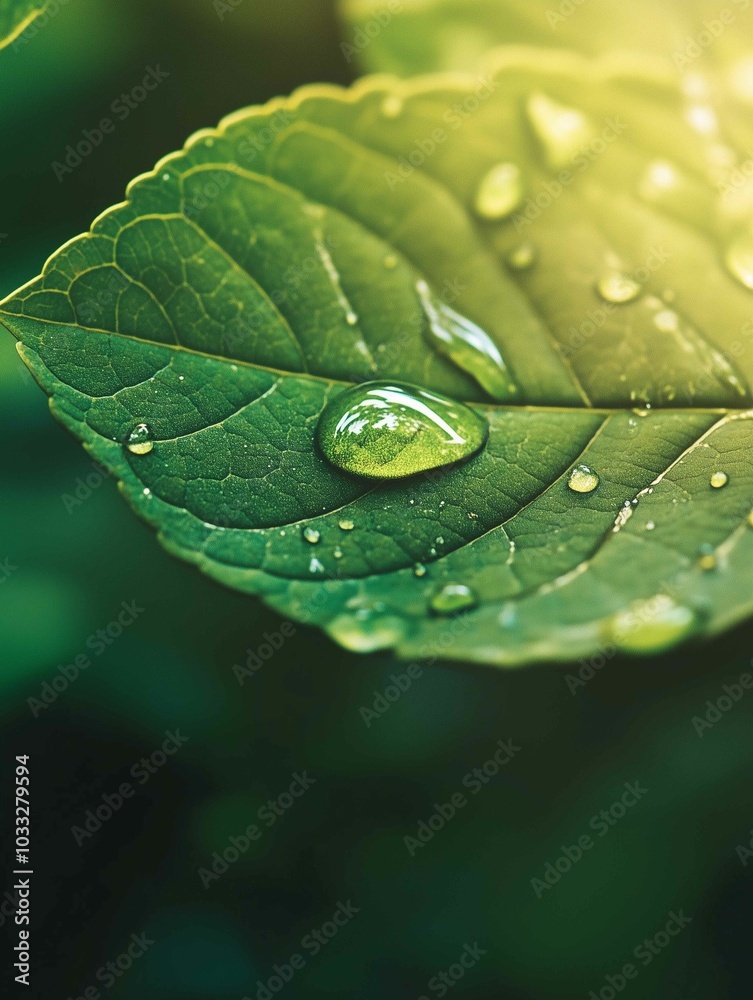 A raindrop on a leaf is captured up close
A raindrop on a leaf is captured up close